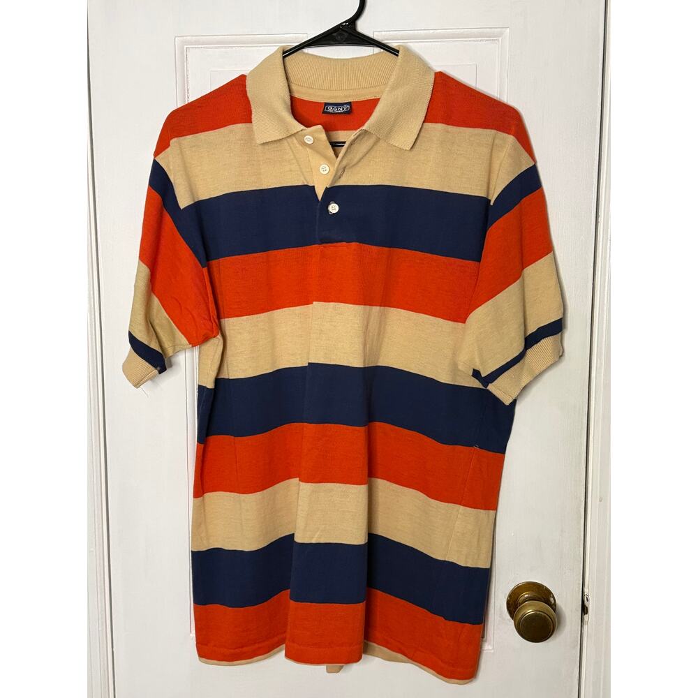 GANT Rugger Men's Stripped Polo Orange/Cream/Blue XL